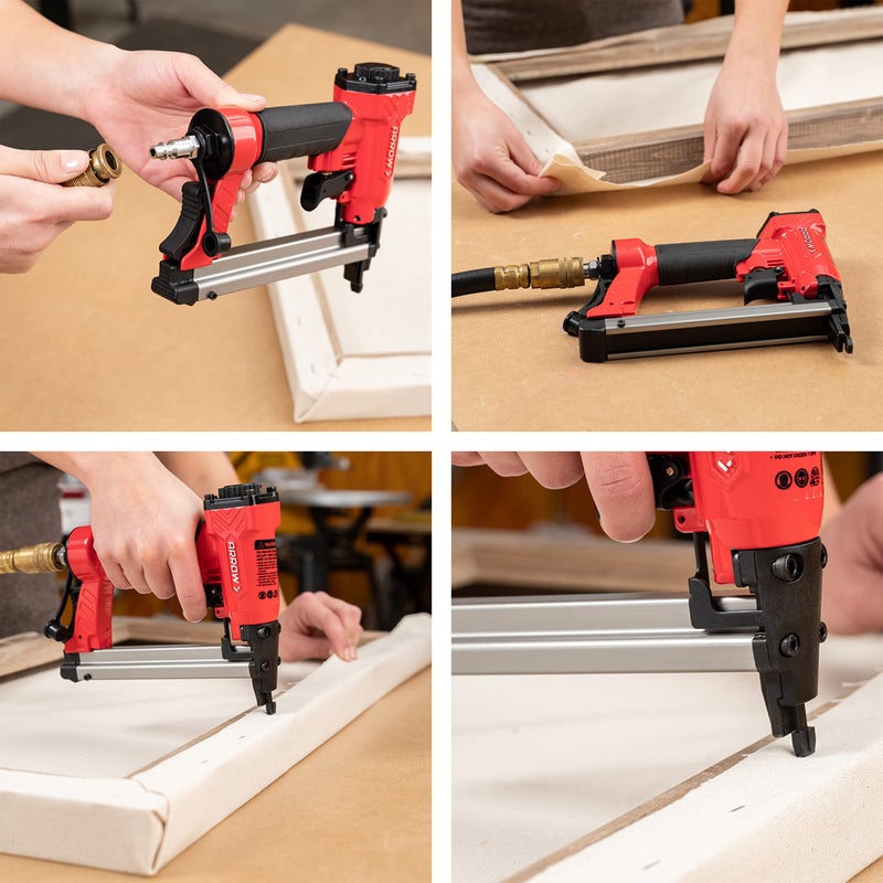 Arrow Fastener Arrow PT50 Oil-Free Pneumatic Staple Gun, Professional Heavy-Duty Stapler for Wood, Upholstery, Carpet, Wire Fencing, Fits 1/4â€, 5/16â€, 3/8", 1/2", 9/16â€ Staples , Red - Image 4